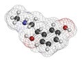 Phenylephrine nasal decongestant drug molecule. Atoms are represented as spheres with conventional color coding: hydrogen white.