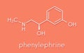 Phenylephrine nasal decongestant drug molecule. Skeletal formula.