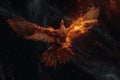 Pheonix flying in the space. Generative AI