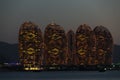 Pheonix Island Sanya, illuminated buildings.Orange Bronze, Unique modern design