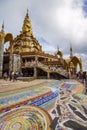 Buddhist tourists sightseeing beautiful Buddhist church