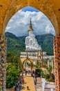 Buddhist tourists sightseeing beautiful white five Buddha Images