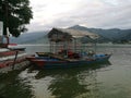 Phewa Lake Barahi Temple cloudy Royalty Free Stock Photo