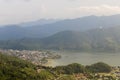 Phewa Lake, Lake Side, city mountains panorama view, Pokhara, Nepal Royalty Free Stock Photo