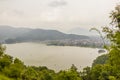 Phewa Lake, Lake Side, city mountains panorama view, Pokhara, Nepal Royalty Free Stock Photo