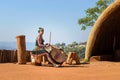 Phezulu village. Zulu cultural experience, dressed in traditional gear, playng music ceremonies, rituals. Lifestyle South Africa