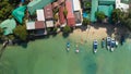 Phi Phi Don, Thailand. Overhead aerial view of Phi Phi Island coastline and beach from drone on a hot sunny day Royalty Free Stock Photo