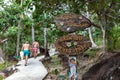 Phi Phi Island, Thailand - November 24 2019: Tourists hikinh their way to Viewpoint 2 on top of a hill in Phi Phi Island