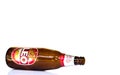 PHICHIT - DECEMBER 5, 2020: A bottle of Leo beer that has been drank. Leo beer created by boon rawd brewery co.,ltd Royalty Free Stock Photo