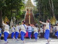 PHICHIT, THAILAND-OCTOBER 28 : A group of Thai dancers, Unidentified thai people traditional dance in the parade at Tak Bat Devo