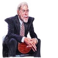 Phil Jackson watercolor and ink illustration portrait