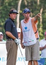 Phil Michelson and his caddy at the 2012 Barclays.
