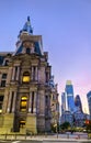 Philadelphia City Hall building at sunset Royalty Free Stock Photo