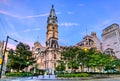 Philadelphia City Hall building at sunset Royalty Free Stock Photo