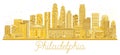 Philadelphia City skyline golden silhouette. Royalty Free Stock Photo