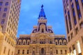 Philadelphia historic City Hall building at twilight Royalty Free Stock Photo