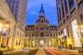 Philadelphia historic City Hall building at twilight Royalty Free Stock Photo