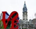 Independence hall and the love statue Royalty Free Stock Photo