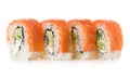 Philadelphia maki sushi isolated on a white