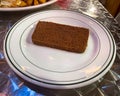 Plate of Scrapple an ethnic food of the Pennsylvania Dutch. A mush of pork scraps and
