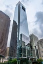 Vertical view of the 58-story Comcast Center, a skyscraper in Center City Philadelphia