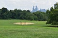 View of the Philadelphia, PA Skyline from Belmont Plateau, Fairmount Park with a Softball Field in the Foreground Royalty Free Stock Photo