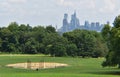 View of the Philadelphia, PA Skyline from Belmont Plateau, Fairmount Park with a Softball Field in the Foreground Royalty Free Stock Photo
