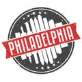 Philadelphia Pennsylvania Round. Travel Stamp Icon Skyline City Design Vector. Seal Badge Vector illustration. Royalty Free Stock Photo