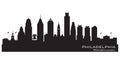 Philadelphia Pennsylvania city skyline vector silhouette Royalty Free Stock Photo