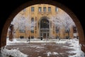 Philadelphia, Pennsylvania, U.S - February 2, 2021 - The front view of Sidney Kimmel Medical College and the street after a