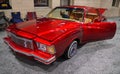 Philadelphia, Pennsylvania, U.S.A - February 9, 2020 - The shiny red color of 1979 Chevy Monte Carlo antique car