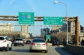 Philadelphia, Pennsylvania, U.S.A - February 9, 2020 - The view of the traffic on Interstate 676 East and 30 East into the city