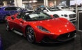 Philadelphia, Pennsylvania, U.S - January 14, 2024 - A bright red color of 2024 Maserati MC20 Cielo sports car