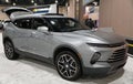 Philadelphia, Pennsylvania, U.S - January 14, 2024 - The silver color of the new 2024 Chevrolet Blazer midsize sporty SUV