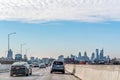 Philadelphia, Pennsylvania, USA - December, 2018 - Arriving in Philly by car from New York with the Classic view of the Skyline Royalty Free Stock Photo