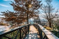 Philadelphia, Pennsylvania, USA - December, 2018 - Bridge at Fairmount Water Works Garden, Philadelphia Art Museum Royalty Free Stock Photo