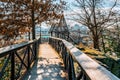 Philadelphia, Pennsylvania, USA - December, 2018 - Bridge at Fairmount Water Works Garden, Philadelphia Art Museum Royalty Free Stock Photo