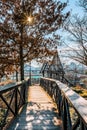 Philadelphia, Pennsylvania, USA - December, 2018 - Bridge at Fairmount Water Works Garden, Philadelphia Art Museum Royalty Free Stock Photo