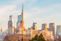 Philadelphia, Pennsylvania, USA - December, 2018 - Sunset with beautiful American Flag at Philadelphia Royalty Free Stock Photo