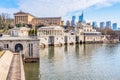 Philadelphia, Pennsylvania, USA - December, 2018 - View from Fairmount Water Works Garden, Philadelphia Art Museum Royalty Free Stock Photo