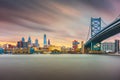 Philadelphia, Pennsylvania, USA skyline on the Delaware river with Ben Franklin Bridge Royalty Free Stock Photo