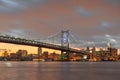 Philadelphia, Pennsylvania, USA skyline on the Delaware river with Ben Franklin Bridge Royalty Free Stock Photo