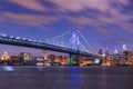 Philadelphia, Pennsylvania, USA skyline on the Delaware river with Ben Franklin Bridge Royalty Free Stock Photo