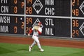 Philadelphia Phillies Right Fielder Bryce Harper Chases a Pop Fly Into the Corner