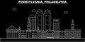 Philadelphia silhouette skyline. USA - Philadelphia vector city, american linear architecture, buildings. Philadelphia