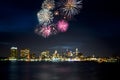 Philadelphia skyline and fireworks Royalty Free Stock Photo