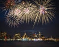 Philadelphia skyline and fireworks Royalty Free Stock Photo
