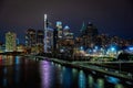Philadelphia Skyline at night from the South Street Bridge Royalty Free Stock Photo