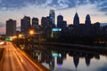 Philadelphia skyline from south street bridge Royalty Free Stock Photo