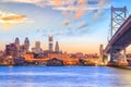 Philadelphia skyline at sunset Royalty Free Stock Photo